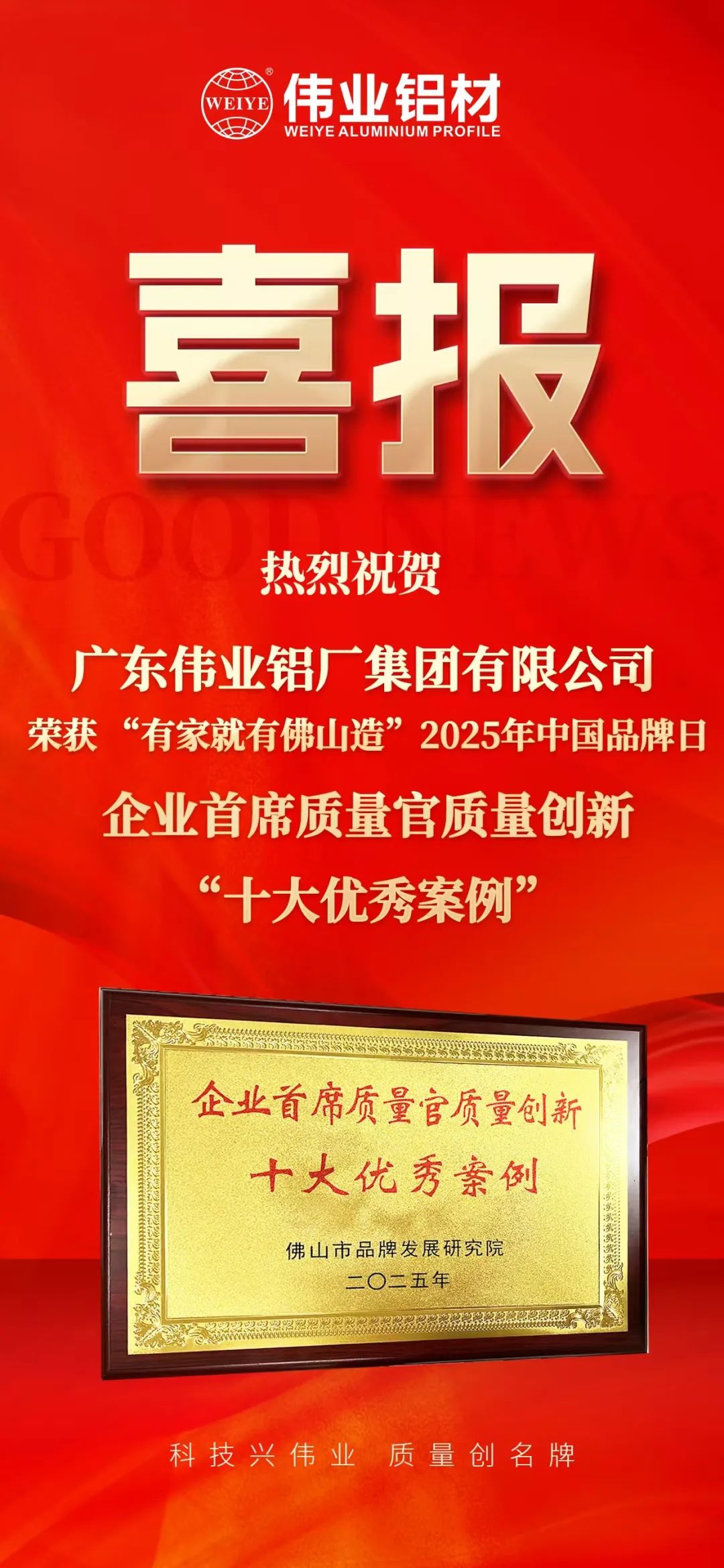 “有家就有佛山造”2025年中国品牌日|立博ladbrokes铝材荣膺殊荣，迈向铝型材高质量发展新征程